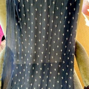 Gauze blue/white scarf w/dove embroidery 6’ x 3’